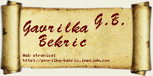Gavrilka Bekrić vizit kartica